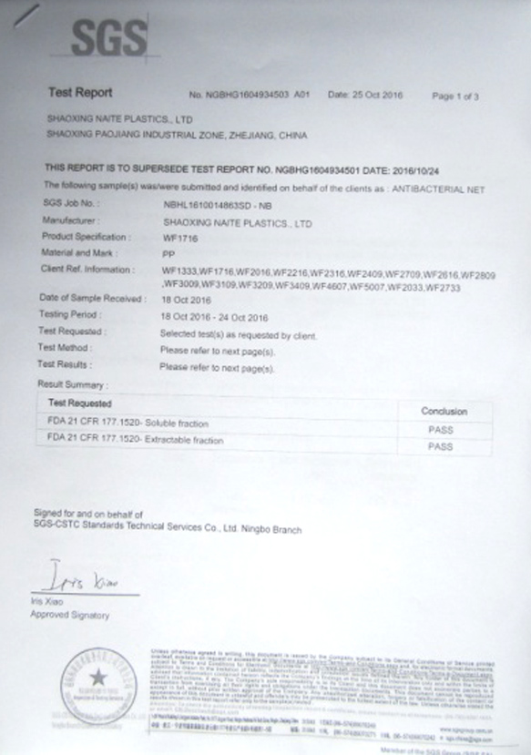 SGS ROHS testing report