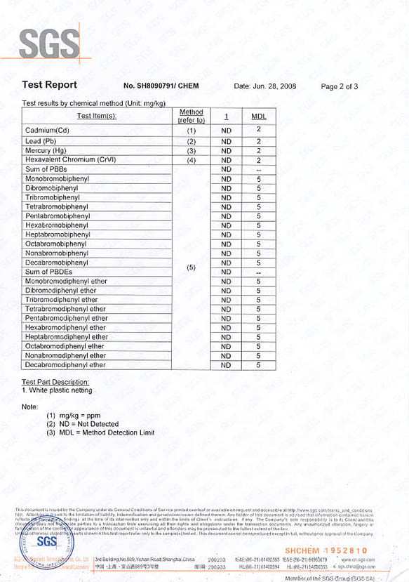 SGS material testing report2