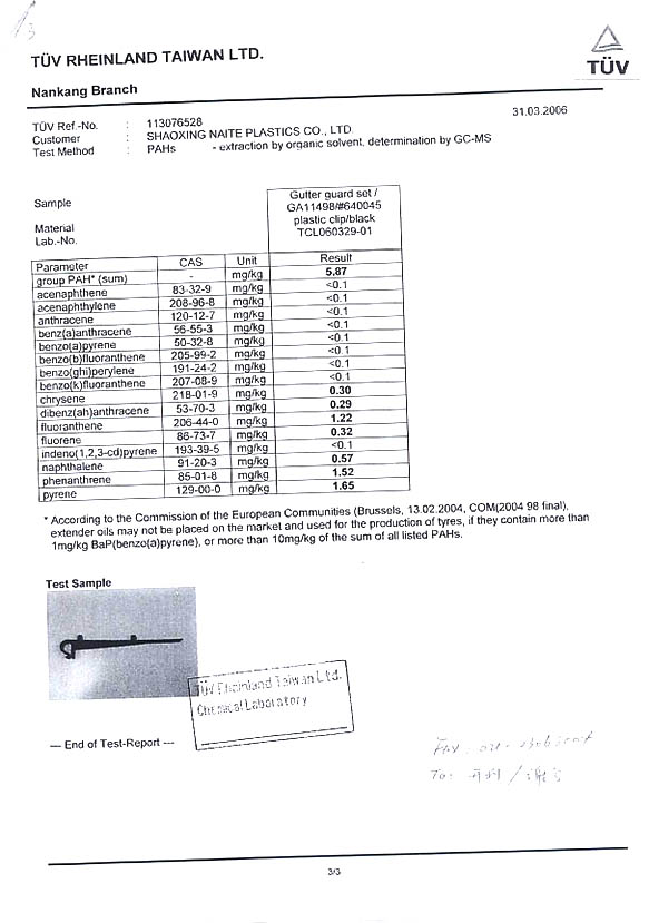 TUV material testing report2